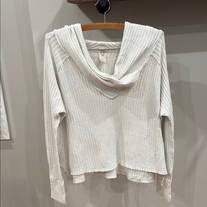 We The Free White Cowl Neck Light Weight Soft Knit Shirt